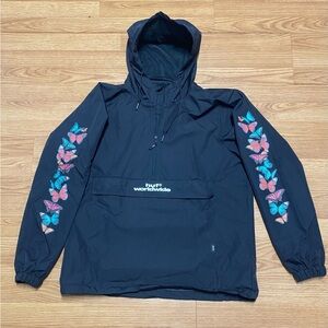 HUF Black Jacket with Colorful Butterfly Accents